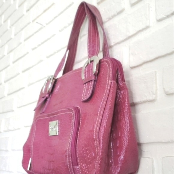 Kenneth Cole Reaction Purse Pink Croc Tote Barbie Bag - Picture 4 of 15